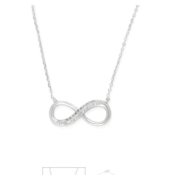 Sparkling Genuine Diamond Simulant Infinity Symbol Design Necklace~925 SS - Picture 3 of 4